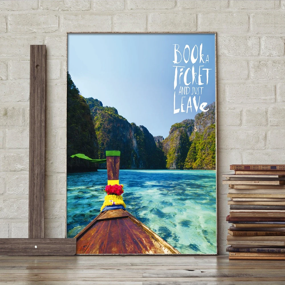 

Book a Ticket and Just Leave Travel Wall Art Canvas Painting Motivational Posters And Prints Home Decor For Living Room Bedroom