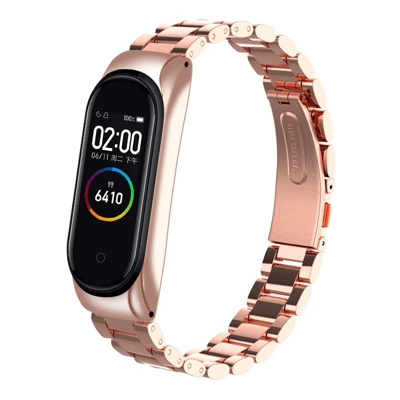 Correa de reloj inteligente dorada para Xiaomi Mi Band 6 5 4 3 correas de reloj de acero inoxidable pulseras para Miband 6 Correa Pulseira ajustable