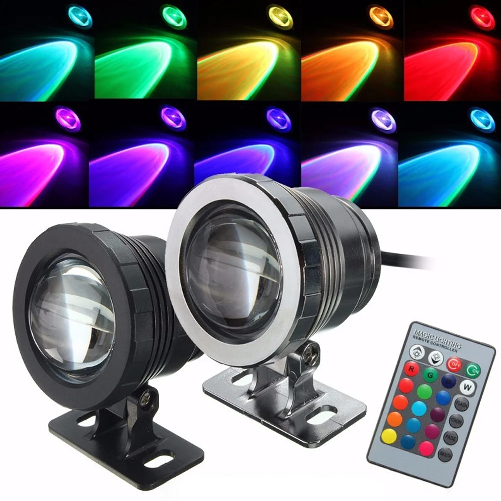 Wodoodporny reflektor LED RGB Podwodna fontanna Basen Staw Akwarium Reflektor Żarówka Lampa Zewnętrzna Ogród AC DC 12V 110V 220V 15W