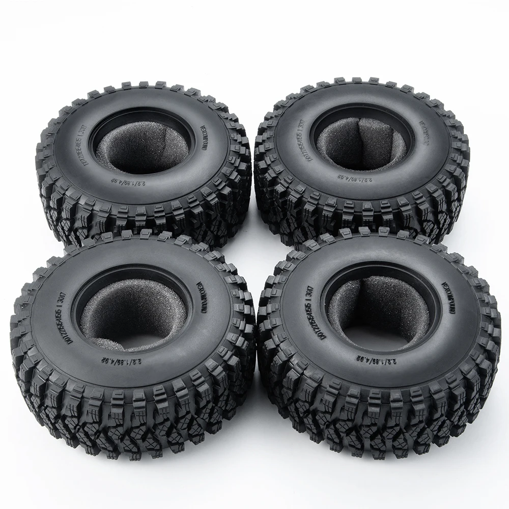 YEAHRUN 1/4Pcs 2.2 \'\'pneumatici in gomma pneumatici ruota resistenti all\'usura per Axial Wraith 90018 RR10 TRX-4 1/10 RC Rock Crawler ricambi auto