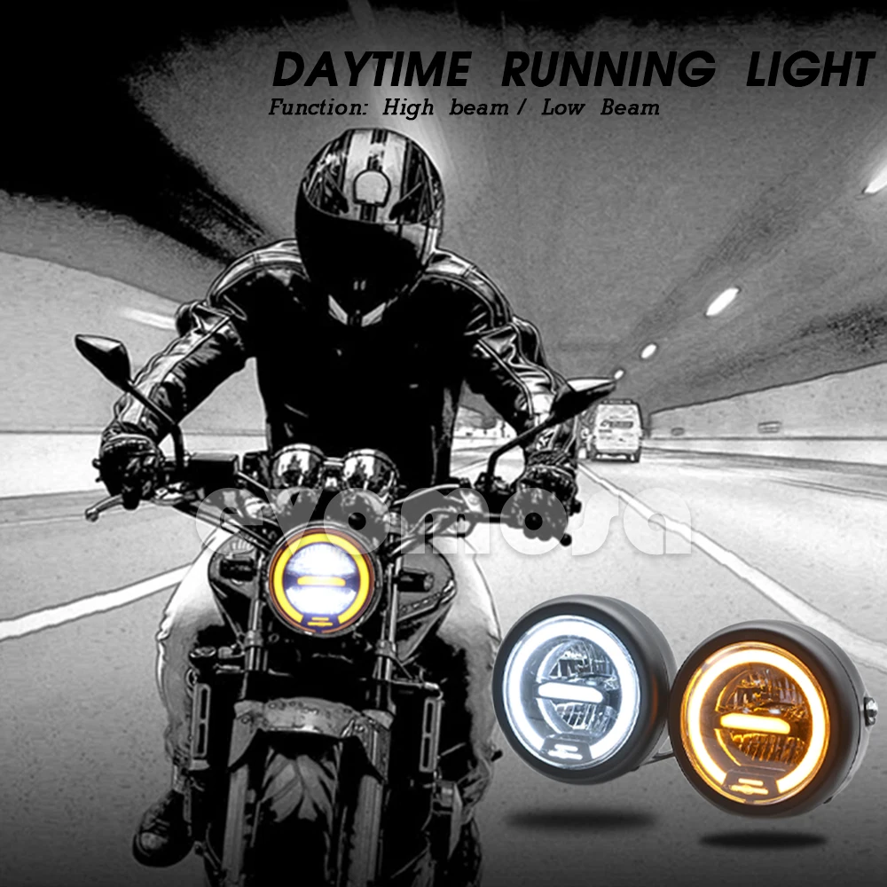 

Hi&low beam Universal Led Headlight Fit 6.5" Headlamp Original Modified Motorcycle For Honda Kawasaki Yamaha Victory Cafe Racer