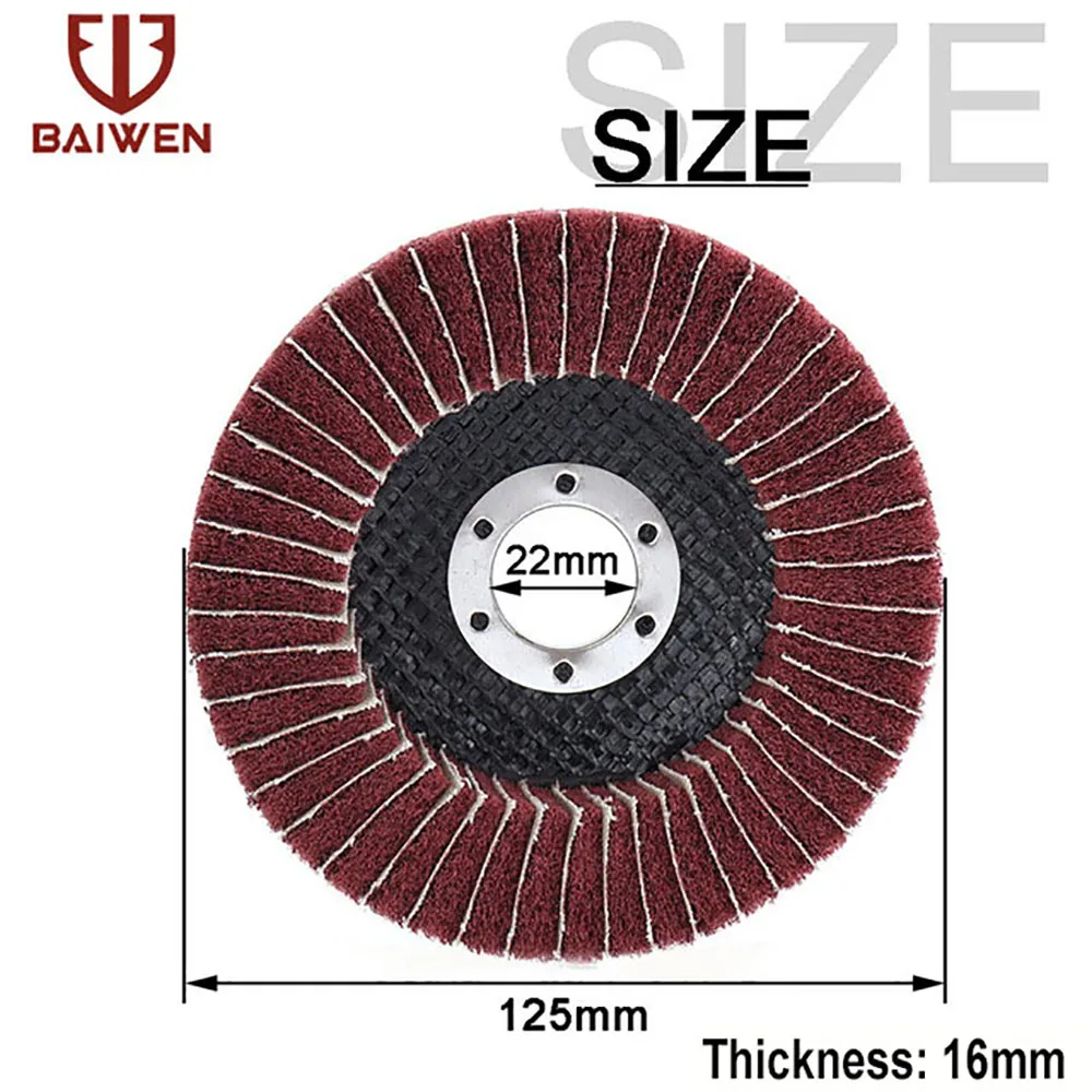 Disco abrasivo Circular para amoladora angular, disco abrasivo de aleta de fibra de nailon de 125mm, almohadilla para rueda de pulido de Metal y madera, 240 de grano