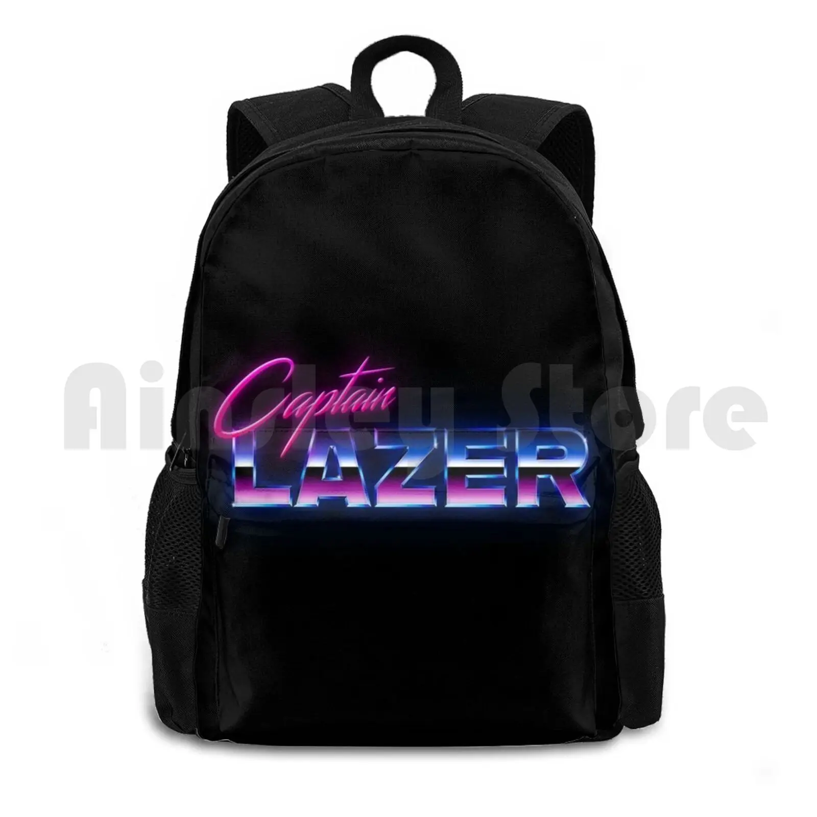 

Captain Lazer Outdoor Hiking Backpack Waterproof Camping Travel 80s Space Laser Superhero Tron Logo Retro