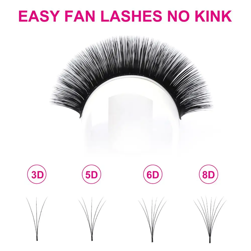 10 Case Easy Fanning Eyelash Extensions Faux mink Flare Soft Eye Lashes Russian Volume Eyelash Extensions Cilia Silk Lashes