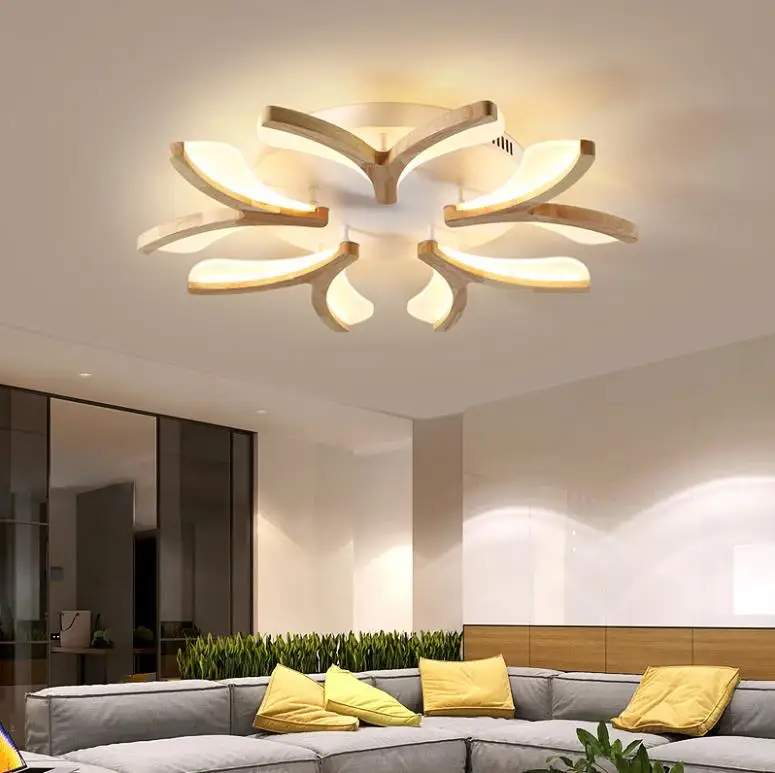 

Nordic Led Modern Simple Living Room Ceiling Lamp Creative Warm Romantic Bedroom Tatami Japanese Wood Light