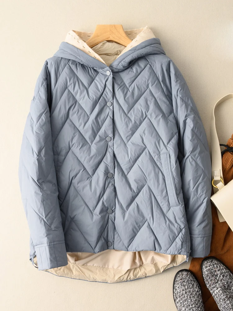 SEDUTMO Patchwork Winter Duck Down Jacket Women Quilted Warm Oversize Long Hooded Coat Fashion Ultra Light Thin  Autumn ED1800