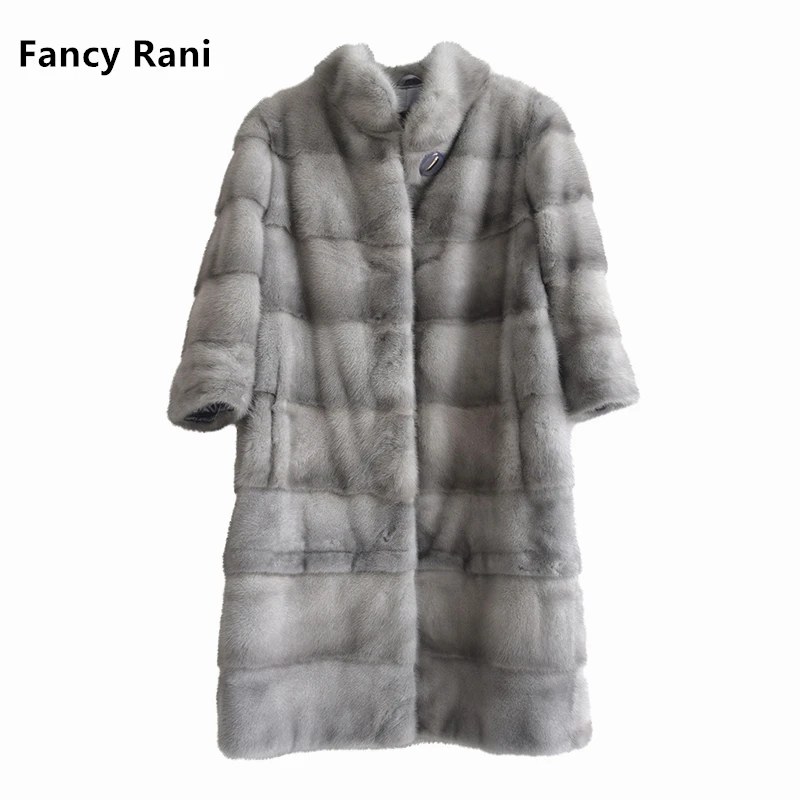 Fancy Rani Real Mink Fur Coat Natural Women Winter Long Leather Jacket Luxury Female Clothes  2023 Mink Fur Coat Women Promotion