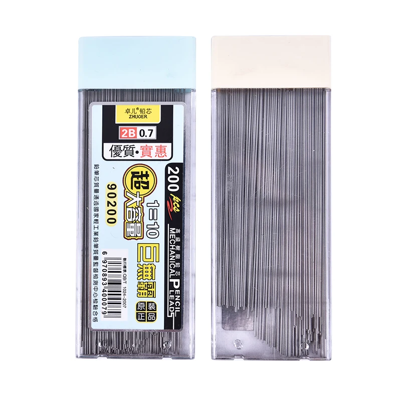 Lápis automático de recarga com lápis, grafite chumbo 2b 200