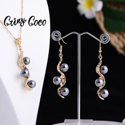 Cring Coco 2021 Hawaiian Jewelry Sets Polynesian Samoan Guam Island Pearls Pendant Necklace Earrings Set Dropship for Women Gift