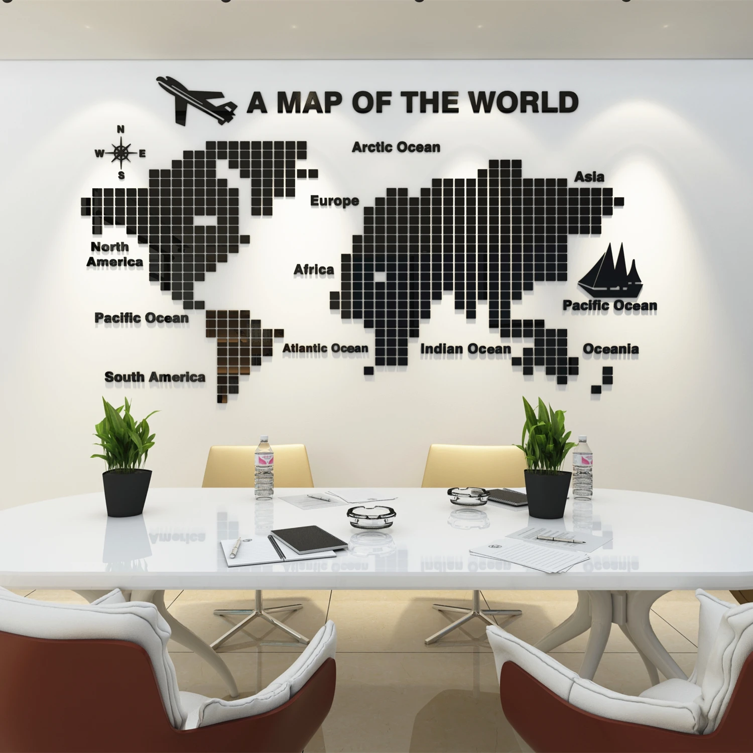 

Office Use World Map 3D Mirror Wall Stickers DIY TV Background Stickers Wall Art Mural Acrylic Wall Decal Home Decoration