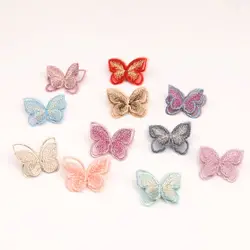 10pcs Double Layers Organdy Butterfly Patch Embroidery Cloth Stickers Bride Veil Accessories Sew On Patch For Clothes