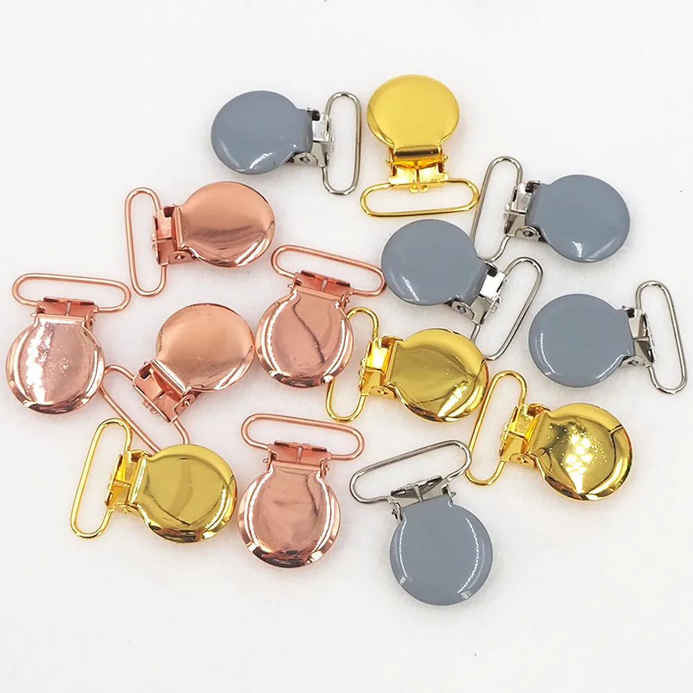 

Chenkai 50PCS 1''25mm Round Metal Clips For DIY Baby Teether Chain Toy Holder Accessories Suspenders Soothers Pacifier Clips