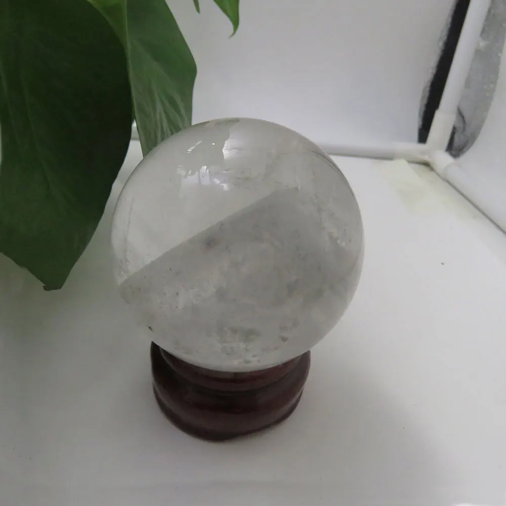 385g  65mm  100% Natural Clear White Phantom Quartz Crystal Ball Sphere Fengshui Home Decoration Accessories Ornaments