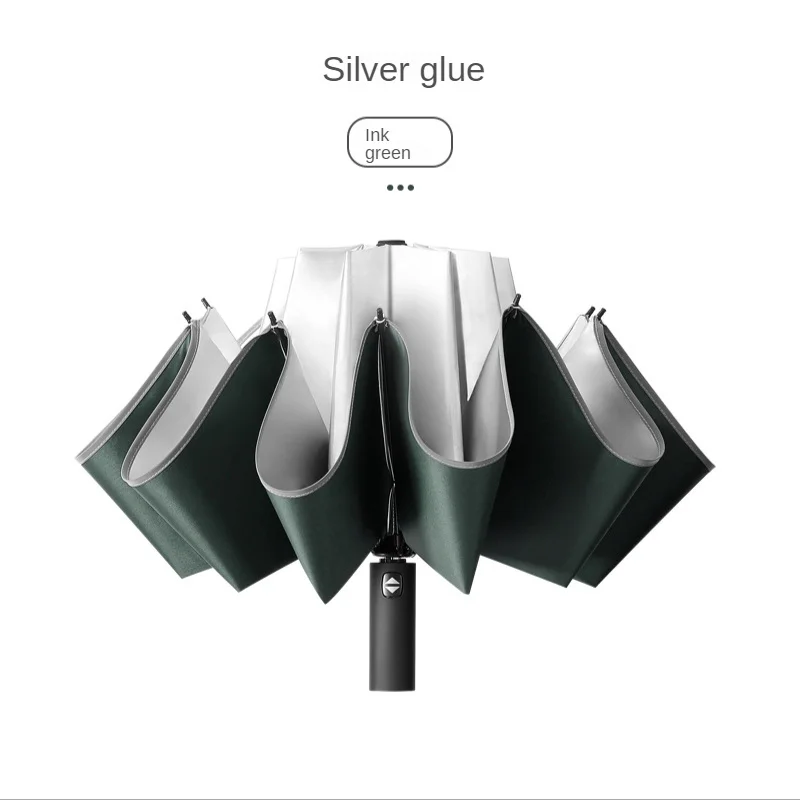 New Reverse Umbrella  Titanium Silver Coating 3 Fold Automotic Umbrella 10ribs Sunny Ombrello Inverso