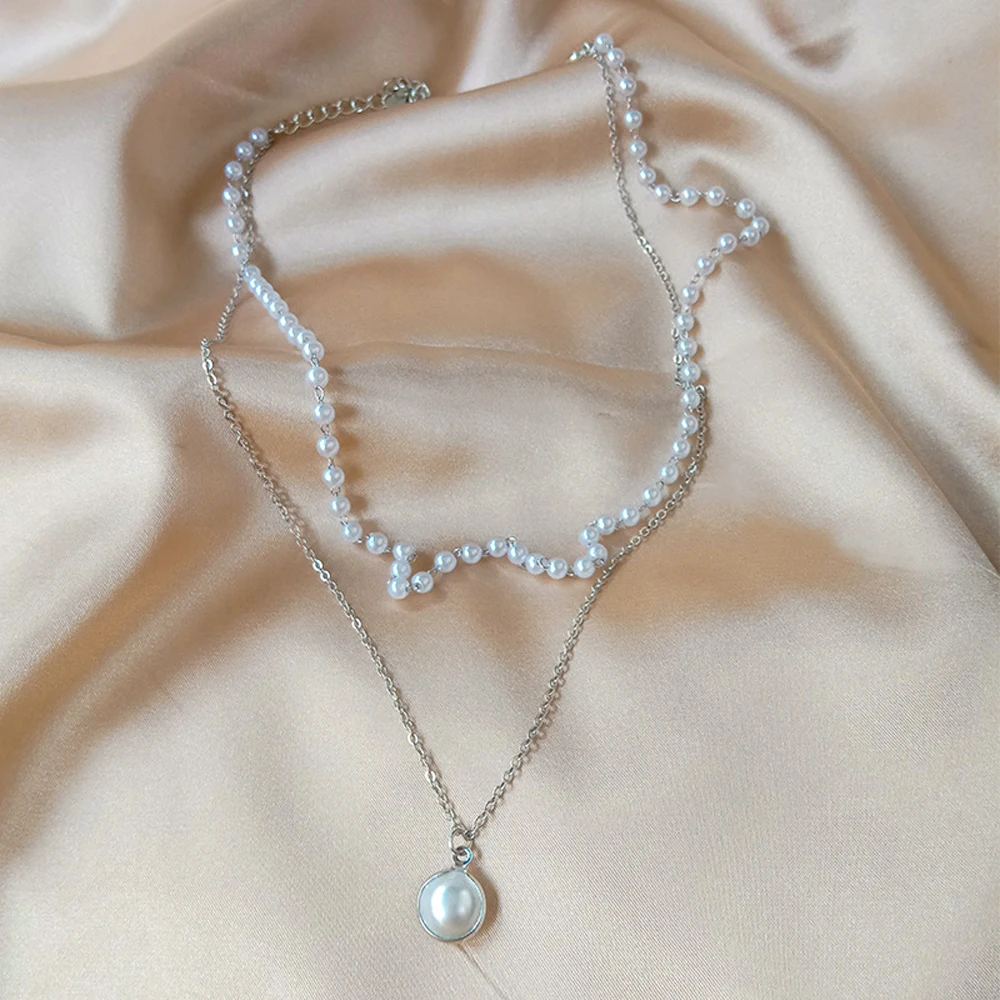 SUMENG 2024 Neue Mode Kpop Perle Choker Halskette Nette Doppel Schicht Kette Anhänger Für Frauen Schmuck Mädchen Geschenk – Detail 6
