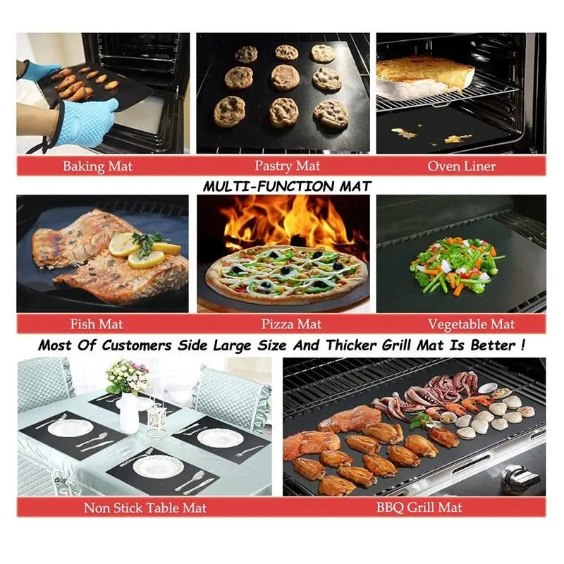 60 X 40 CM 2 PC Large Non Stick Oven Liner Reusable Dishwasher Safe Baking Spill Mats Barbecue Grill Mat kichen Accessories