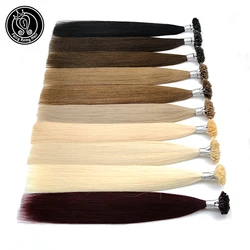 Nail U Tip Real Remy Human Natural Hair Extensions Fusion Keratine Bond Micro Ring Europese Haar Op Capsule 16-24 