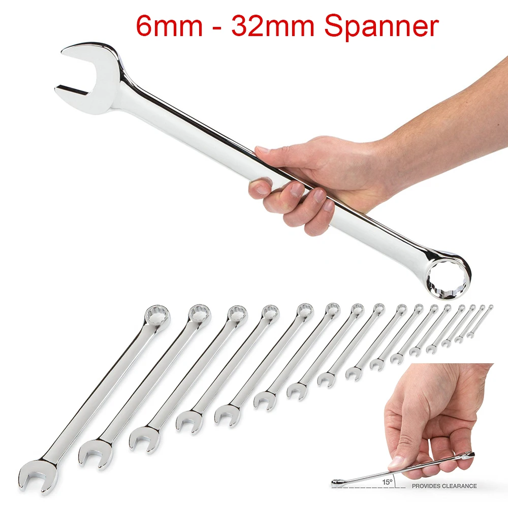 Chave Combinada Universal Open End, Métrica Pequena e Grande, CR-V Soquete de Anel, Chave Inglesa para Uso Doméstico, Reparação Automóvel,