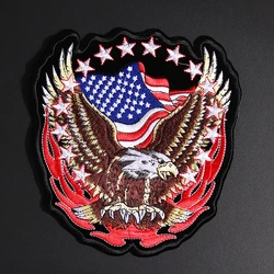 High Quality Exquisite USA Eagle Flag Embroidery Patches for Jacket Back Vest Motorcycle Club Biker Clothes Appliques Stickers