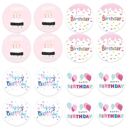 24/48Pcs Round Happy Birthday Party Label Stickers Baby Cake Baking Gift Packaging Box Self-Adhesive Waterproof Seal Stickers