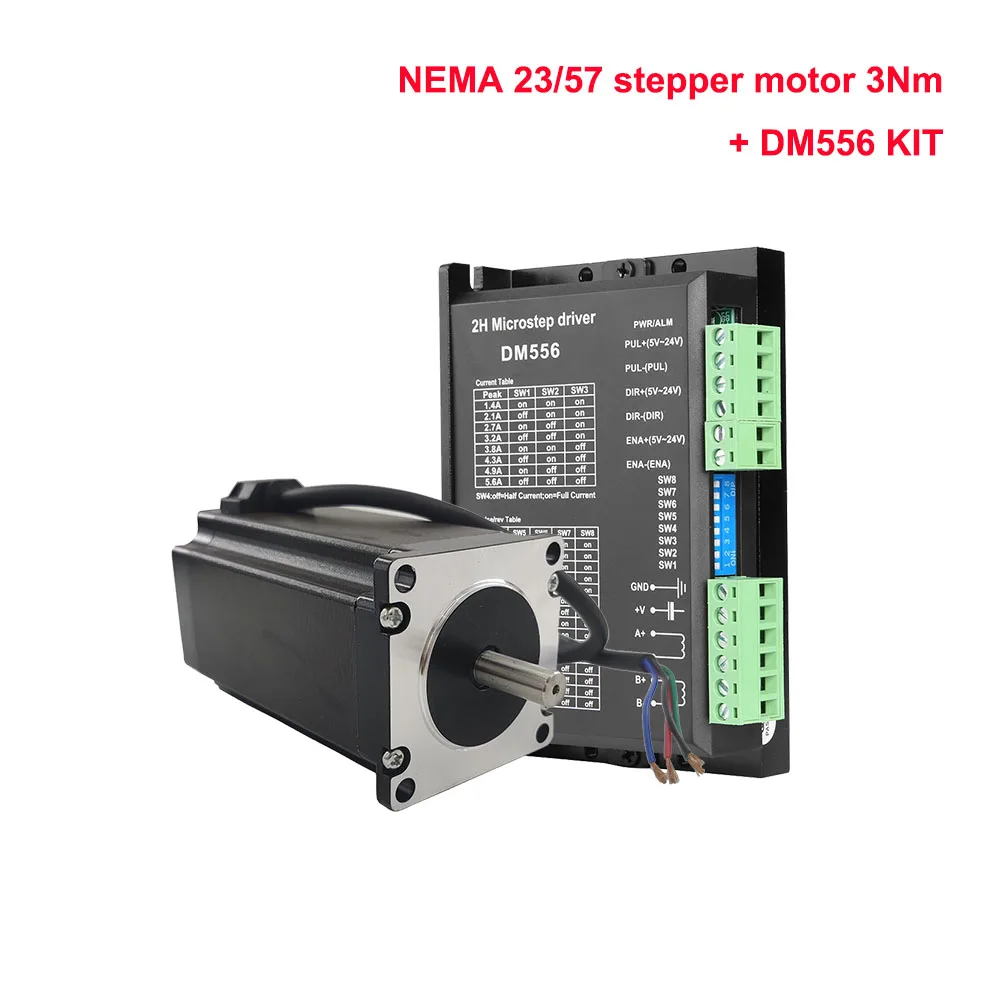 Nema 23 3N.m stepper motor kit DM556 digital stepper motor driver 2-phase 5.6A cnc engraving machine kit