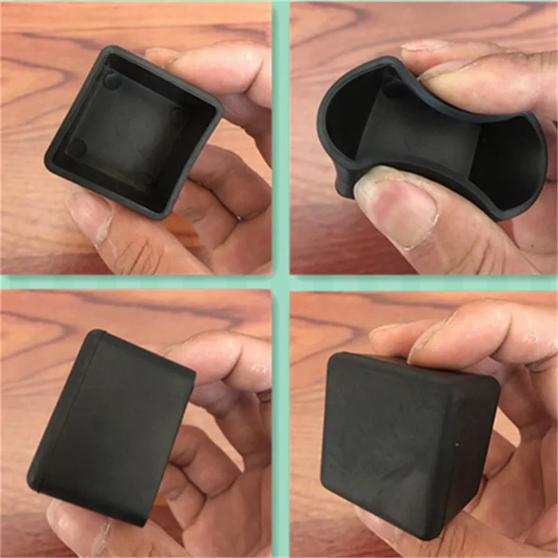 4Pcs ยางหมวกตารางฟุตสีดำ Furniture โต๊ะเก้าอี้ Protector รอบ/สแควร์/สี่เหลี่ยมผืนผ้า/รูปไข่