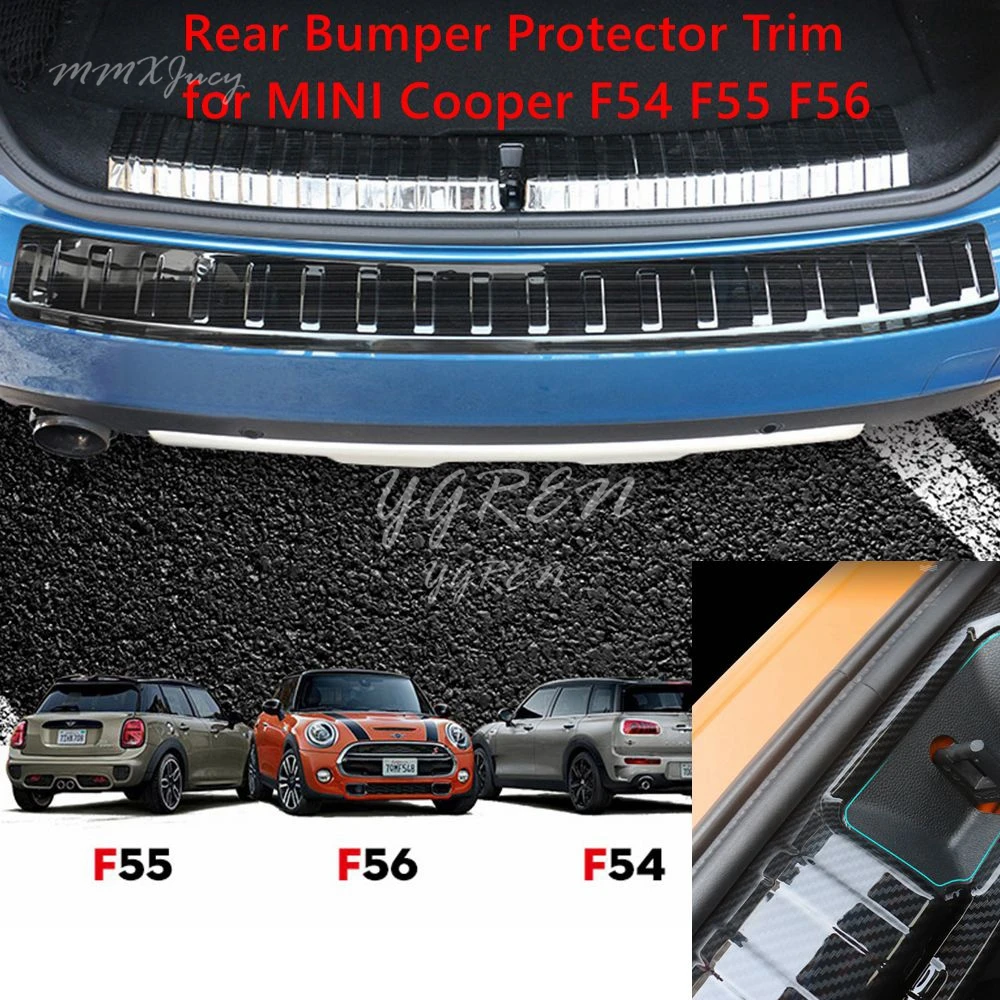 Carbon Fiber Printed Rear Bumper Door Trunk Sill Plate Protecor Trim For MINI Cooper Clubman Hardtop Hatchback F54 F55 F56