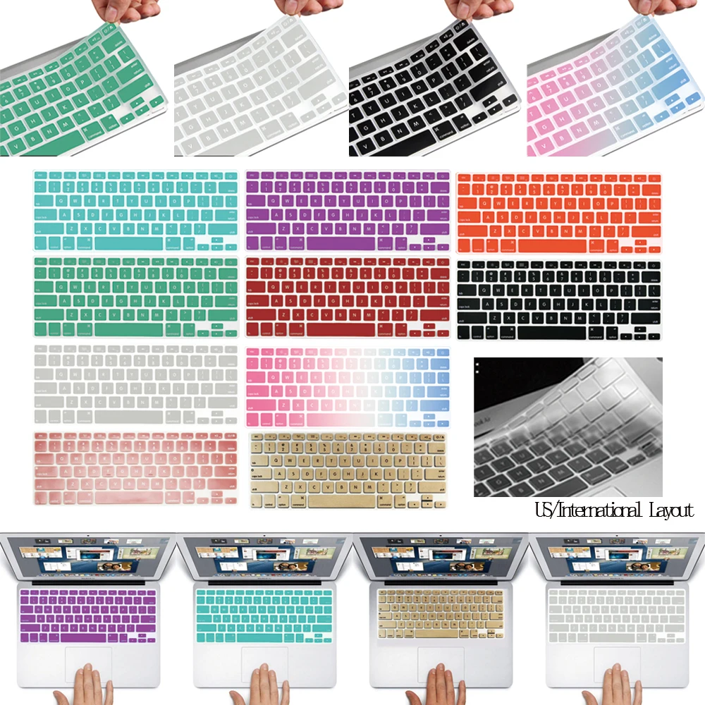 

Laptop Multicolor Silicone Keyboard Cover for Apple Macbook Air 13" A1932/ A2179/A2337 (M1) 2020 Dustproof Protecter Film