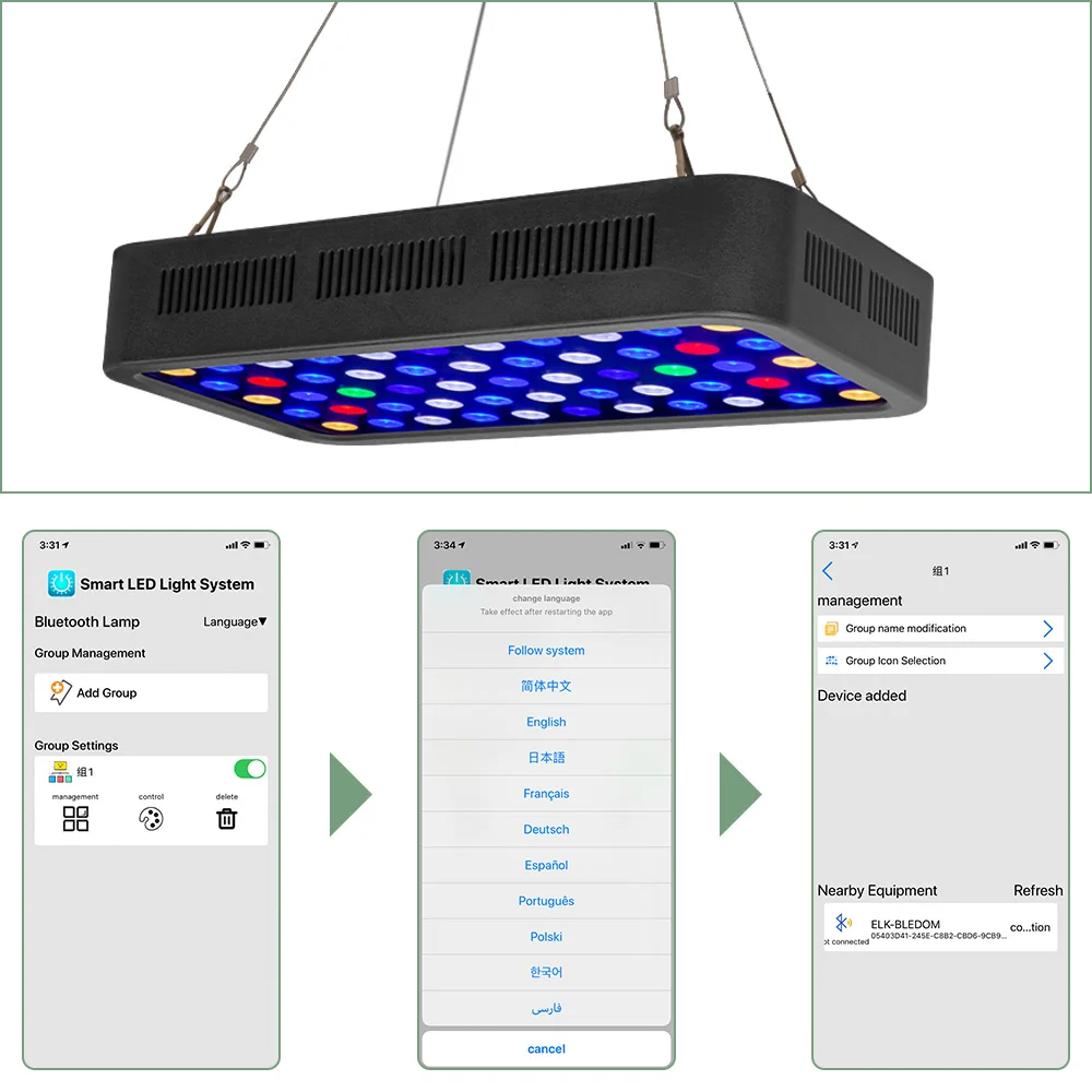 165W LED Aquarium Light Timer Lighting Reef Marine Coral Fish Tank Full Spectrum Seawater Aquarium Tuya Wifi Control Dimmable