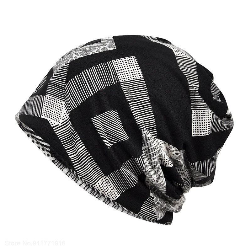 Youpin-gorro holgado con patrón geométrico para hombre y mujer, gorro de punto, turbante, transpirable, fino