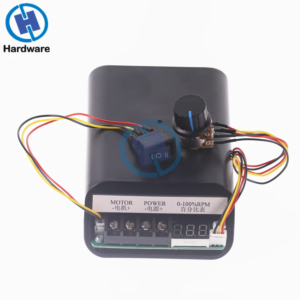 Controlador de velocidad del Motor, dispositivo con pantalla Digital LED, 12V, 24V, 36V, 48V, MAX60A, PWM, CC, marcha atrás, con interruptor de bajada del Motor