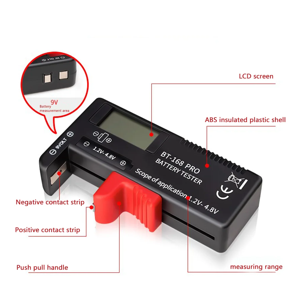 BT-168 PRO 168D AA/AAA/C/D/9V/1.5V batteries Button Cell Universal Battery Tester Battery Capacity Testing Tool