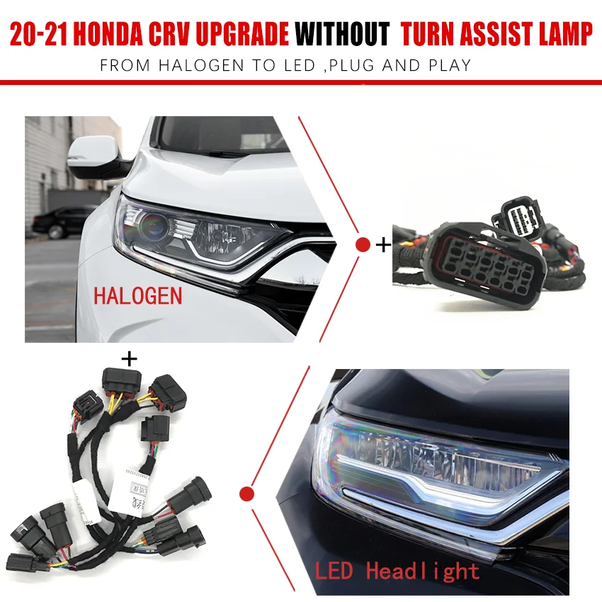 Car Headlight Modification Upgrade Special Car Wiring Adapter Harness For 20-21 Honda 12 Pins CRV Without&With Turn Assist Lamp