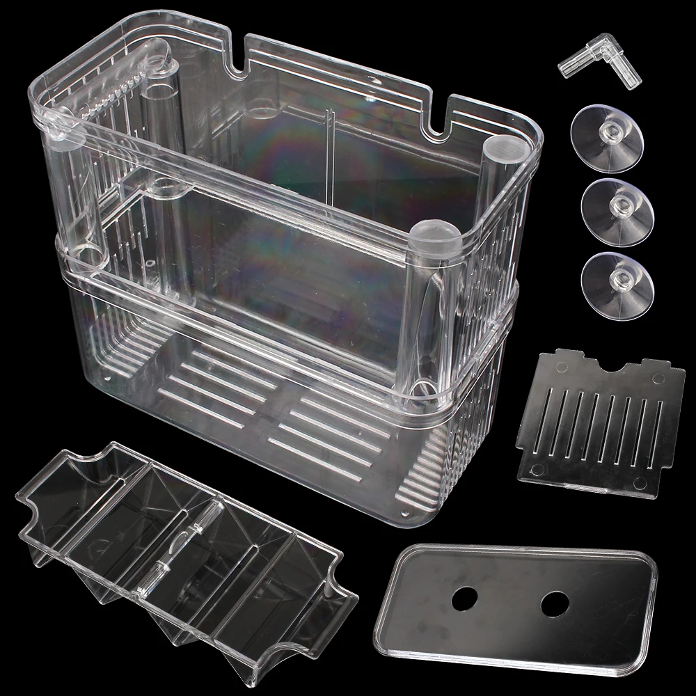 Aquarium Schlüpfen Acryl Isolation Box Züchter Aquarium Zucht Aquarium Brüterei Transparent Inkubator Halter Doppel-Deck