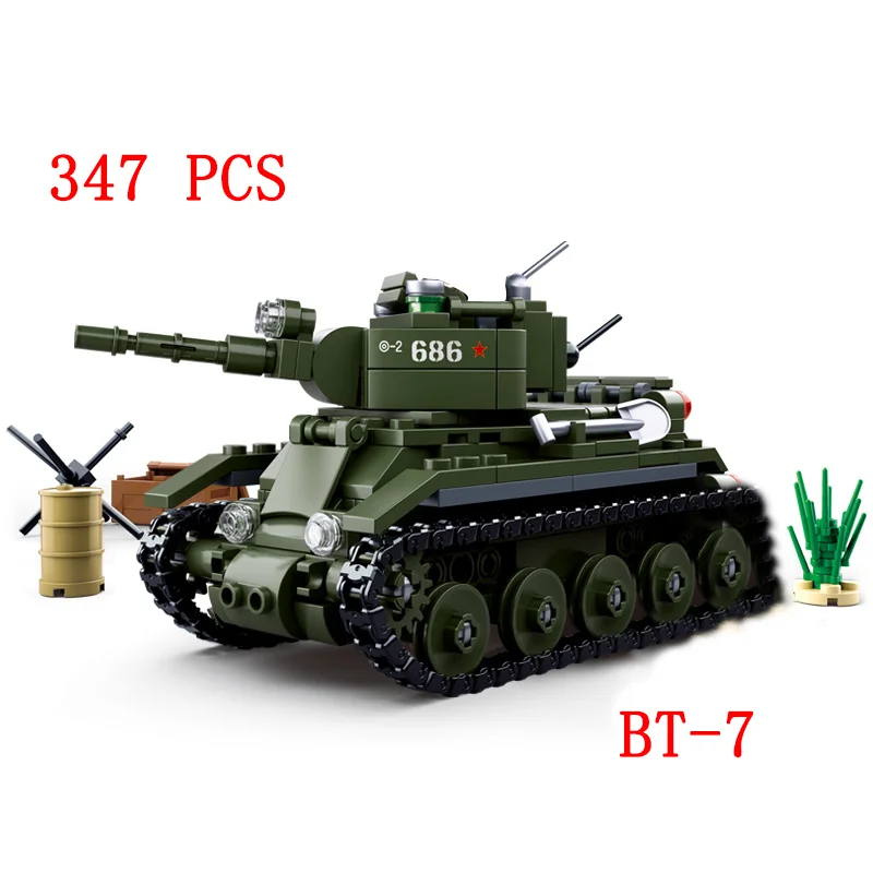 Ww2 Military Vehicles guided Tank missile Sets SWAT Army City Police T34 Germany UK US Building Blocks World War ii artillery