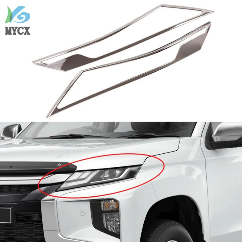 Headlights Cover For Mitsubishi L200 Triton 2019-2020 Ram 1200 Strada Strakar Barbarian ABS Chrome