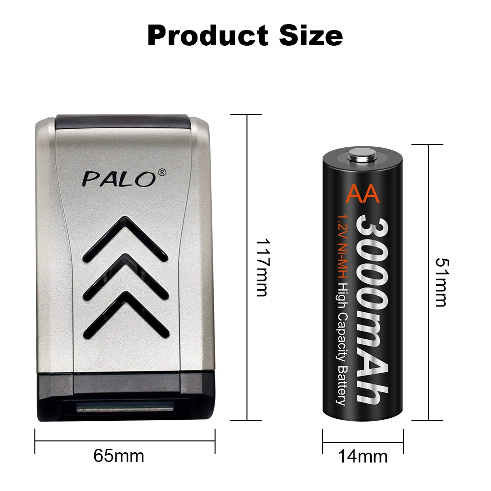 PALO oryginalna akumulator 3000mah AA + 1.2V inteligentna ładowarka USB z wyświetlaczem LCD szybkie urządzenie ładujące do baterii AAA Finger