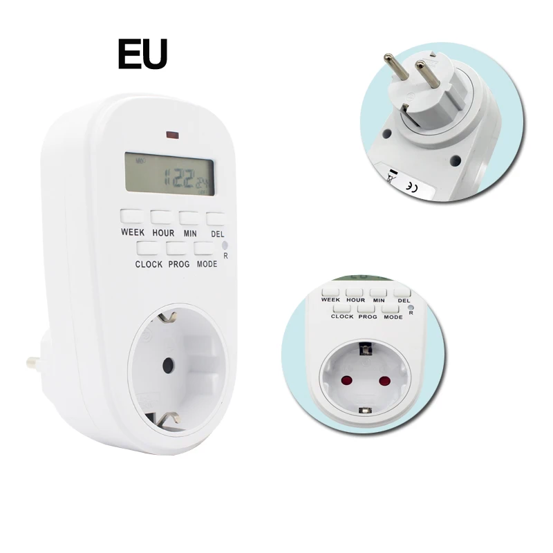 ManHua Electronic Digital Timer Switch EU/US/UK Plug Timer Outlet 230V 50HZ 24 Hour Cyclic Programmable Timing Socket