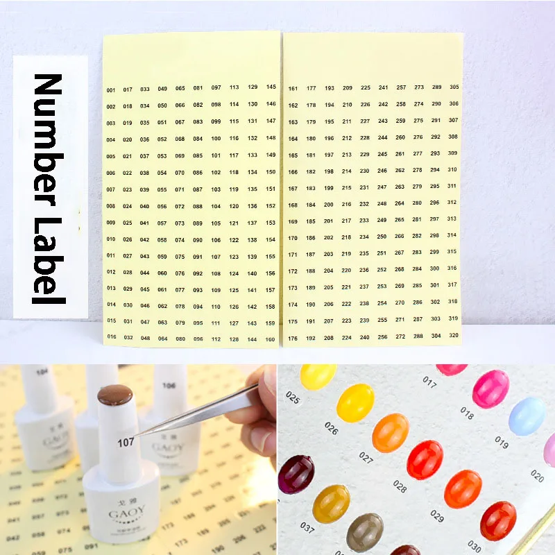 1-160 161-320 321-480 Clear Number Sticker Label For Nail Polish Color Gel Varnish Marking Numbering Digital Label Manicure Tool