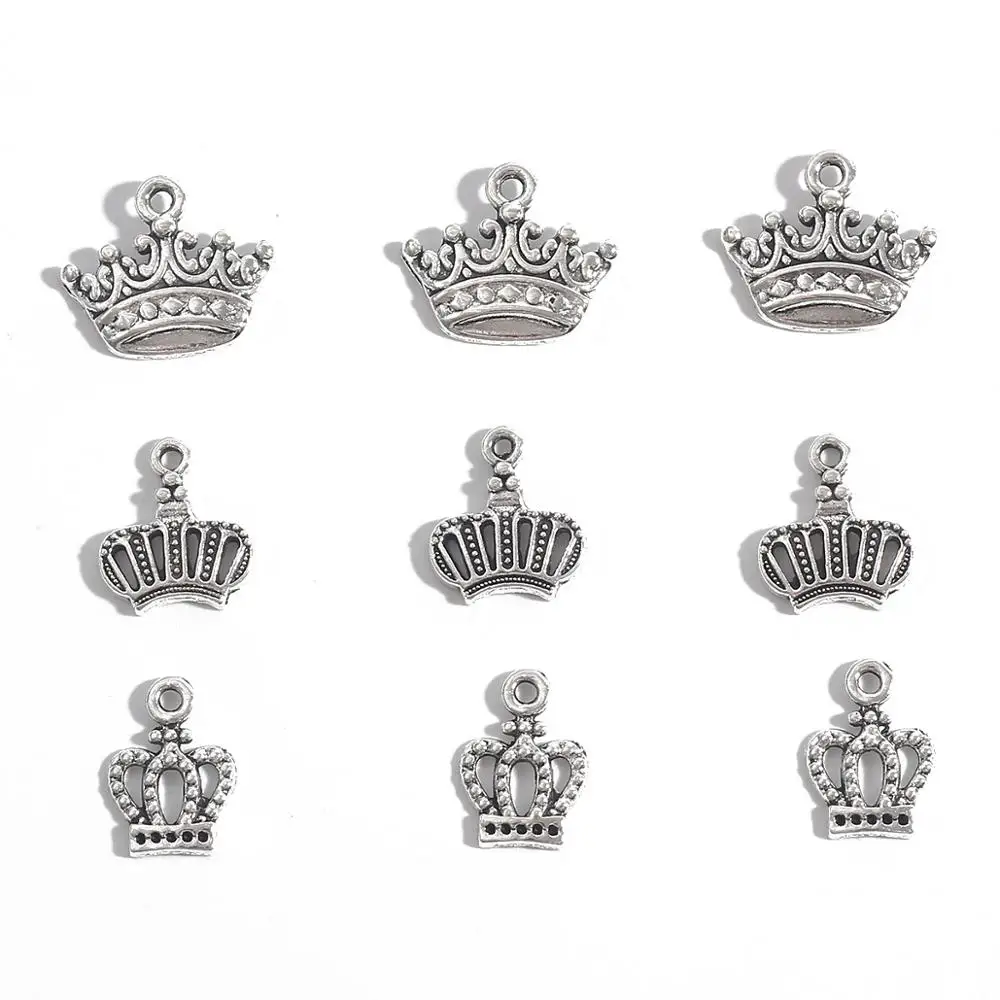 

Аксессуары и детали для ювелирных изделий, из сплава короны, разных размеров, с покрытием из древнего серебра, горячая распродажа, 20/50 шт.