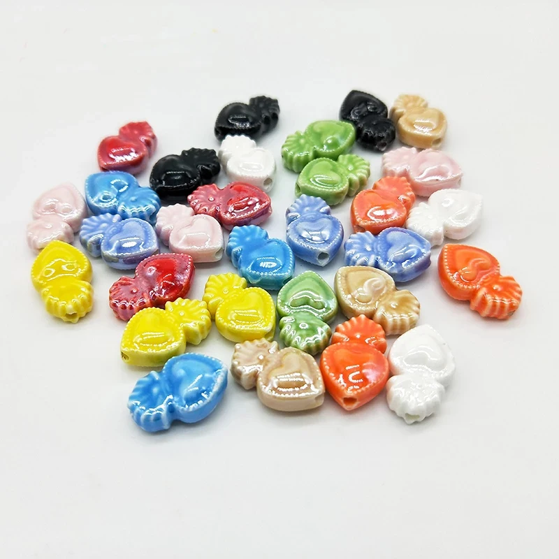 20pcs Torch Heart Ceramic Beads 10X16mm Loose Spacer Fashion DIY Bead For Jewelry Making Bracelet Necklace Accessories Charm