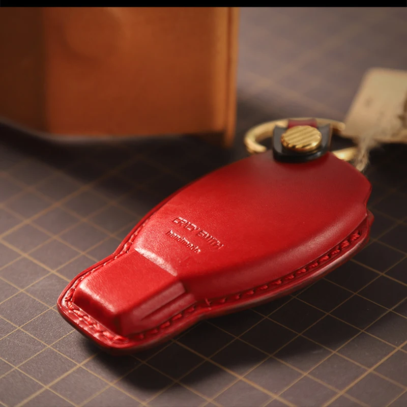 Leather Car Key Case for C200 GLA180 GLC GLE35 S Key Cover Car Styling Handmade leather key cover for Benz