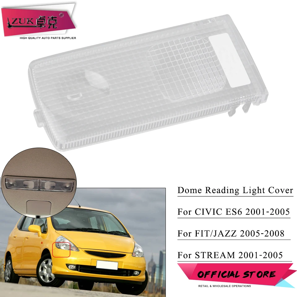 ZUK Reading Light Cover Dome Map Lamp Lens For HONDA FIT JAZZ 2005 2006 2007 2008 CIVIC STREAM RN3 2001 2002 2003 2004 2005