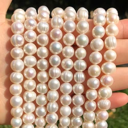 Perles Rondes Naturelles Blanches d'Eau Douce de 15 Pouces, 6-7mm, 7-8mm, 9-10mm, pour Bijoux de Direction, Boucles d'Oreilles, Bracelet, Collier