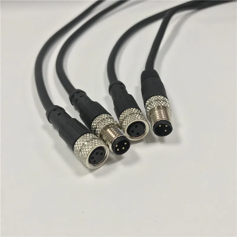 M8 plug straight head elbow L-type sensor connector male and female connector 3-core 4-core pinhole type with waterproof wire 2m