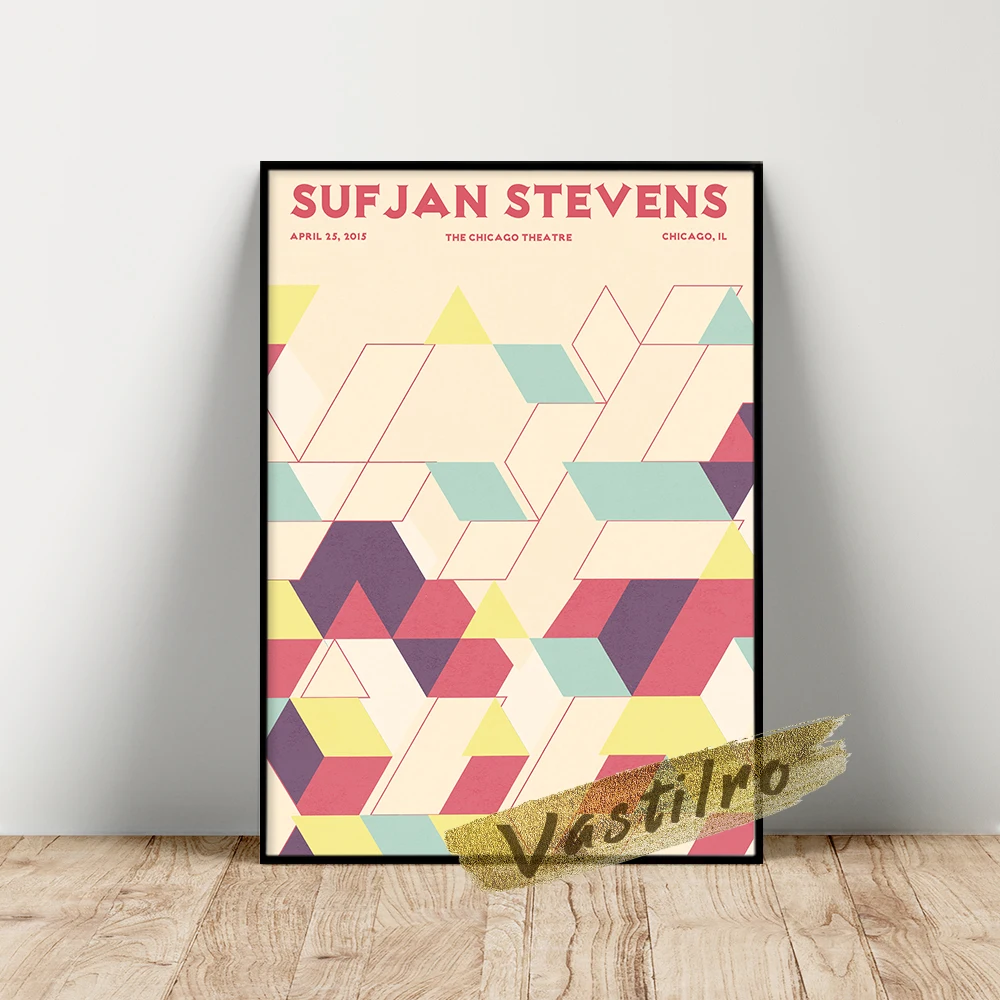 

Sufjan Stevens Rock Singer Prints Poster Music Magazine Cover Wall Decor Canvas Painting Geometric Figure Print Art Fans Gift