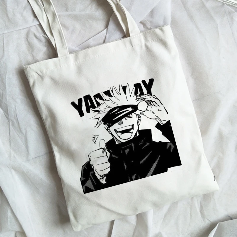 Jujutsu Kaisen Japanese Anime Print Cool Shopper Bag Shopper Black White Women Fashion shopper shoulder bags Tote bag,Drop Ship