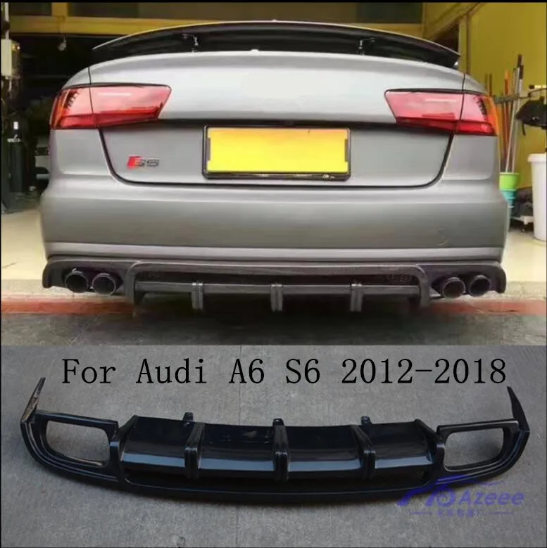 Carbon Fiber Rear Bumper Lip Auto Car Diffuser Fits For Audi A6 S6 RS6 2012 2013 2014 2015 2016 2017 2018