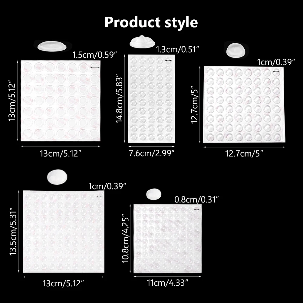 49-100Pcs 8x2 10x2 12x5 13x5.5 15x2mm Self Adhesive Hemisphere Silicone Rubber Bumpers  Transparent Anti Slip Feet Pads Damper