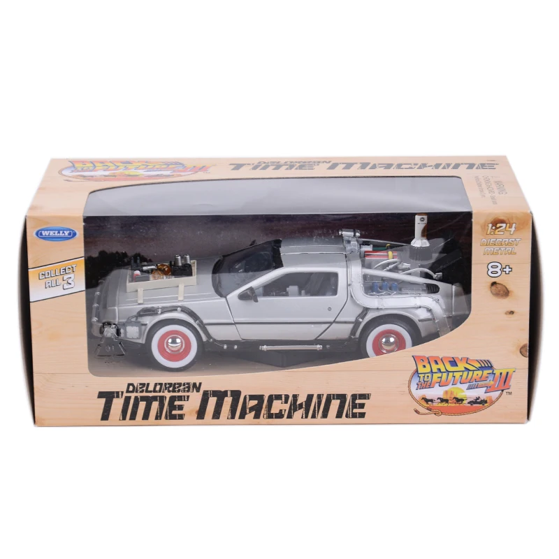 Welly 1:24 DMC-12 DeLorean Time Machine Back to the Future Car Static Die Cast Vehicles Collectible Model Car Toys